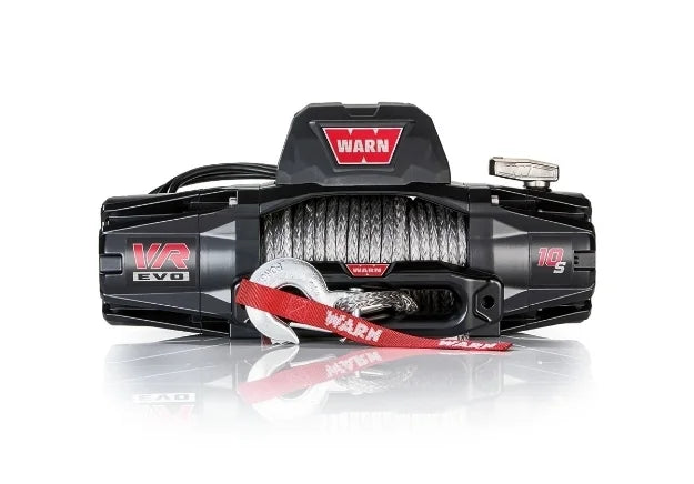 Warn VR Evo winch with rope on a white background