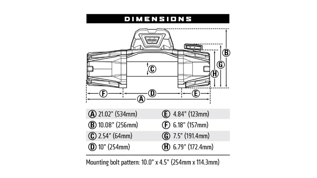Technical drawing with dimensions of a product on a white background