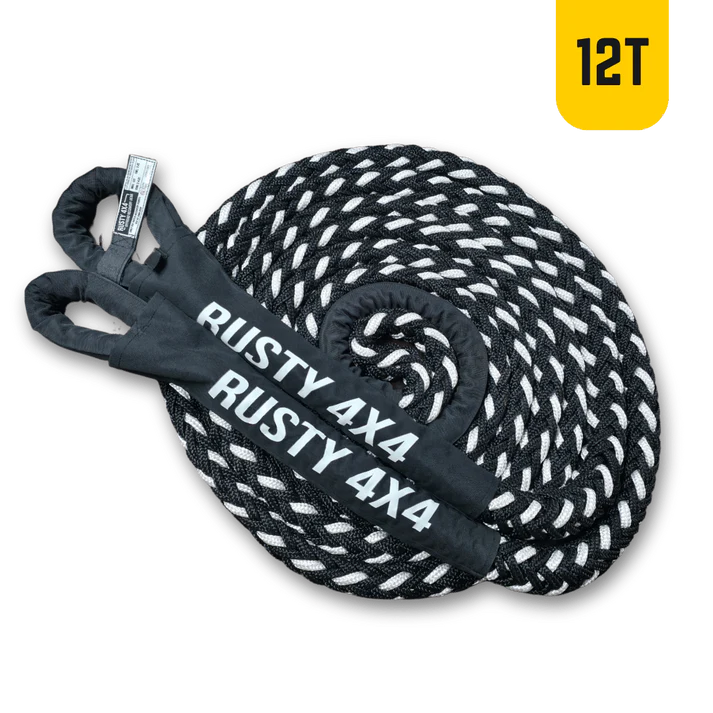 Rusty 4x4 12-Ton Kinetic Recovery Rope 9m – double braid nylon shock-absorbing rope for 4x4 vehicle recovery in SA